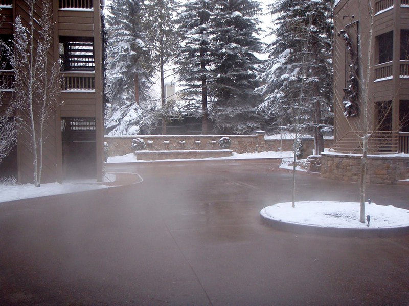Picture of a heated concrete patio walkway.